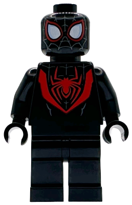 Spider-Man (Miles Morales) - Dark Bluish Gray Webbing on Head, Black Hands
