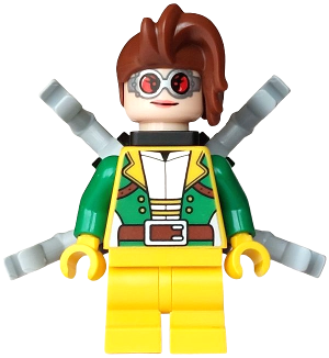 Doc Ock - Female, Medium Legs, Green Open Jacket, Round Goggles, Light Bluish Gray Arms