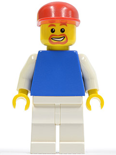 Plain Blue Torso with White Arms, White Legs, Red Cap (Soccer Fan)