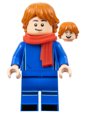 Soccer Spectator - Blue Soccer Uniform, Red Scarf, Dark Orange Hair