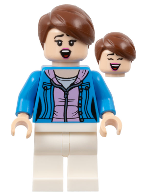 Soccer Spectator - Dark Azure Jacket, Bright Pink Shirt, White Legs, Reddish Brown Hair