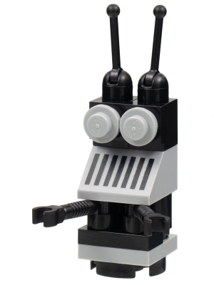 Classic Space Droid - Round Plate Base, Light Bluish Gray and Black