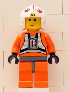 Luke Skywalker - Pilot Suit, Simple Torso and Helmet, Dark Bluish Gray Hips, Yellow Head