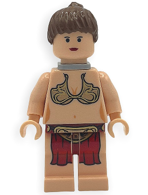 Princess Leia - Jabba Slave Outfit, Reddish Brown Ponytail, Neck Bracket