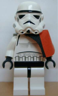 Sandtrooper - Orange Pauldron (Solid), Survival Backpack, No Dirt Stains, Helmet with Solid Mouth Pattern and Solid Yellow Head