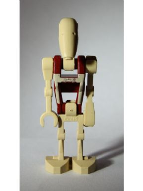Security Battle Droid - Dark Red Torso with Tan Insignia and Chest Badge, Angled Arm and Straight Arm