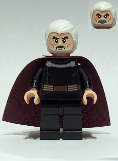 Count Dooku - White Combed Hair, Reddish Brown Cape, Frown / Angry