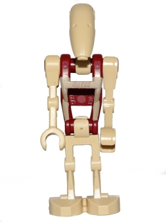 Security Battle Droid - Dark Red Torso with Tan Insignia, Angled Arm and Straight Arm