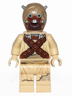 Tusken Raider - Dark Tan Head with Spikes, Crossed Belts, Printed Legs
