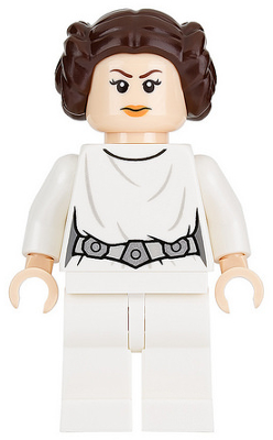 Princess Leia - White Dress, Detailed Belt with 3 Emblems, White Legs, Angry Frown / Lopsided Grin