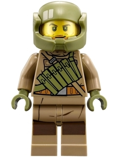 Resistance Trooper - Dark Tan Hoodie Jacket, Ammo Pouch, Stubble, Helmet with Chin Guard