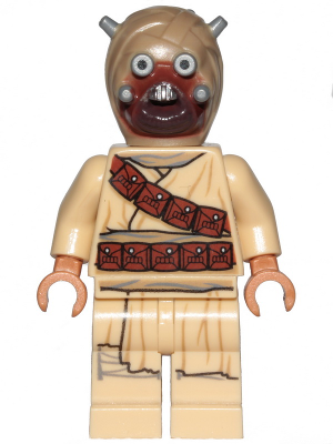 Tusken Raider - Dark Tan Head with Spikes, Diagonal Belt, Printed Legs