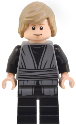 Luke Skywalker - Dark Bluish Gray Jedi Robe, Printed Legs, Hair with Side Part
