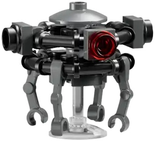 Imperial Probe Droid - Black and Dark Bluish Gray Body, Trans-Clear Dish Stand