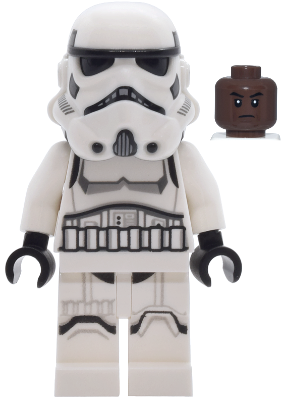 Imperial Stormtrooper - Male, Dual Molded Helmet with Light Bluish Gray Panels on Back, Shoulder Belts, Umber Head