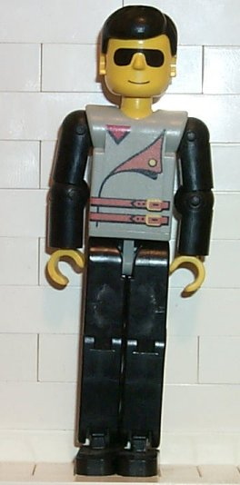 Technic Figure Black Legs, Light Gray Top with 2 Brown Belts, Black Arms (4105224)
