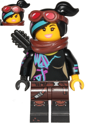 Lucy Wyldstyle with Black Quiver, Reddish Brown Scarf and Goggles, Open Mouth  Smile / Angry