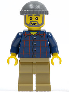 LEGO Brand Store Male, Plaid Button Shirt, Dark Tan Legs (no back printing) {M&uuml;nchen}