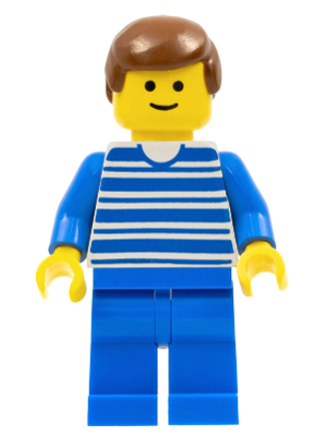 Horizontal Lines Blue - Blue Arms - Blue Legs, Brown Male Hair