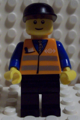 Orange Vest with Safety Stripes - Black Legs, Black Cap