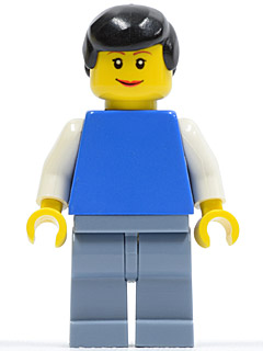 Plain Blue Torso with White Arms, Sand Blue Legs, Black Male Hair, Lipstick