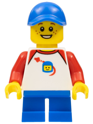 Boy - Classic Space Shirt with Red Sleeves, Blue Short Legs, Blue Cap