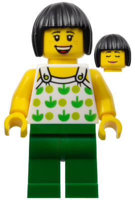 Ludo Green - Female, White Halter Top with Green Apples and Lime Spots, Green Legs, Black Bob Cut Hair, Freckles