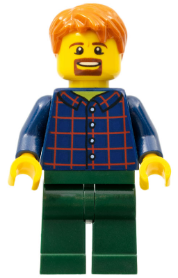 Man with Plaid Button Shirt, Dark Green Legs, Dark Orange Hair