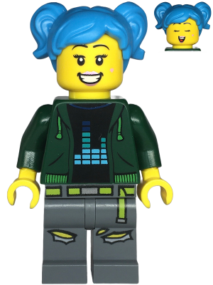 Poppy Starr - Dark Green Hoodie, Dark Bluish Gray Legs