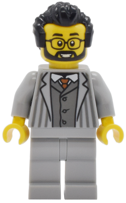 Tudor House Haberdashery Store Owner - Light Bluish Gray Jacket with Pinstripes and Legs, Black  Hair