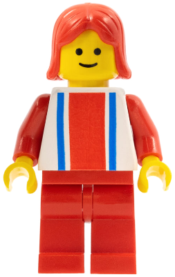 Vertical Lines Red & Blue - Red Arms - Red Legs, Red Female Hair