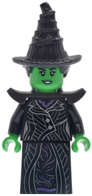 Elphaba - Minifigure, Black Coat over Dress, Hat, Shoulder Pads