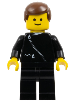 Jacket with Zipper - Black, Black Legs, Brown Male Hair