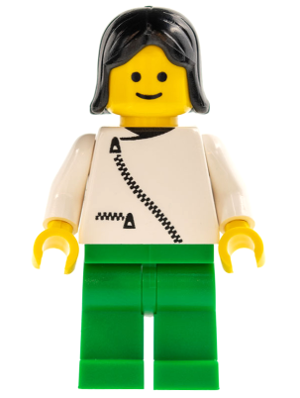 Jacket with Zipper - White, Green Legs, Black Female Hair