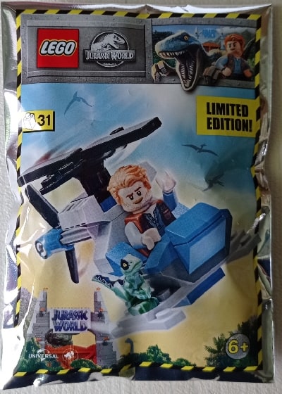 Jurassic World Minifigure Polybag Owen with Helicopter #