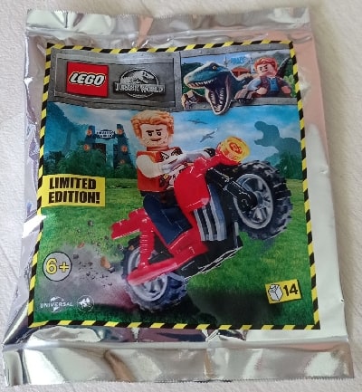 Jurassic World Minifigure Polybag Owen with Motorcycle #