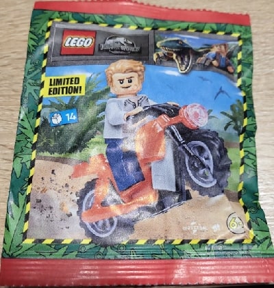 Zestaw Lego Jurassic World Minifigure Polybag Owen with Motorcycle #