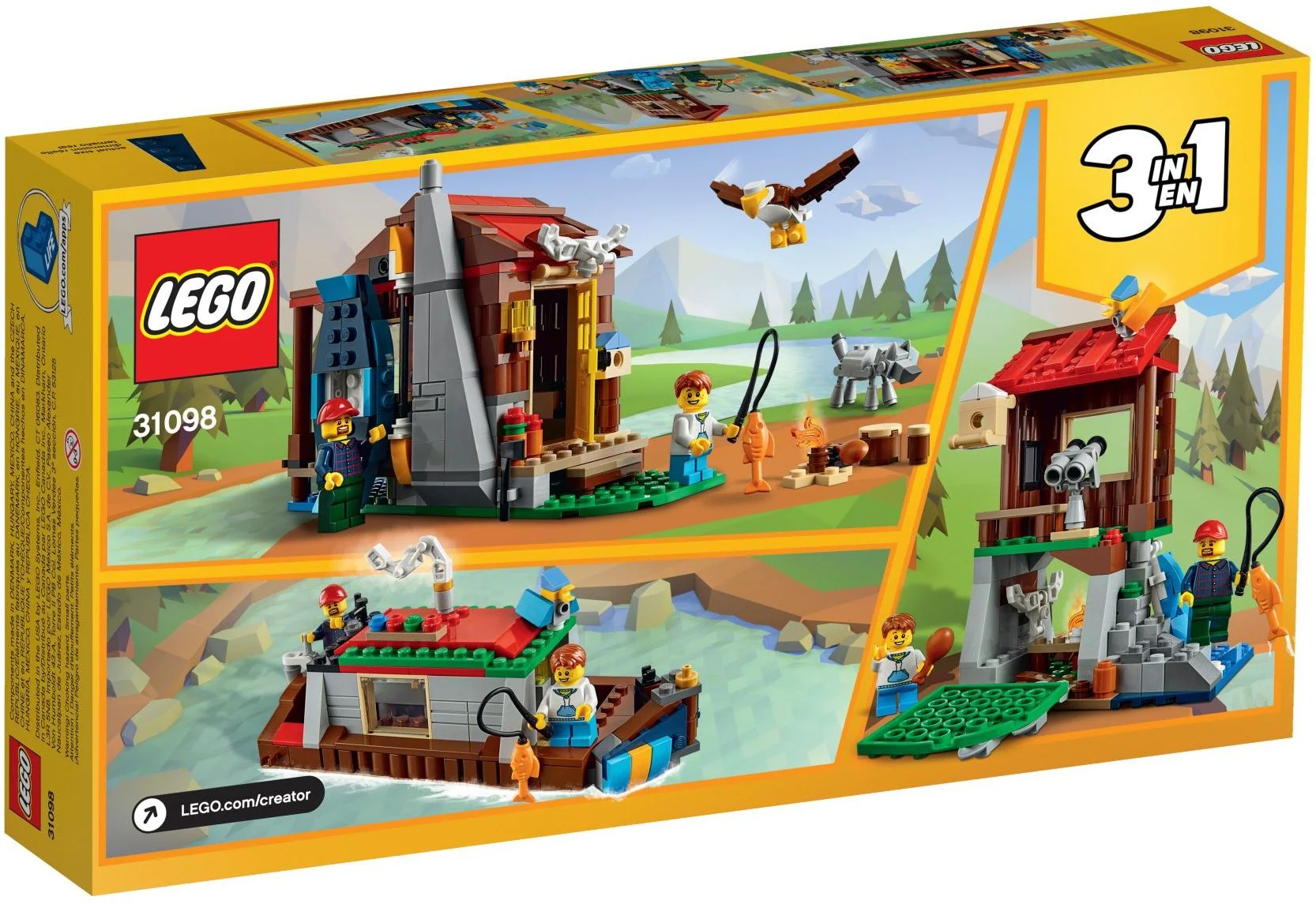 LEGO® 31098 3w1 Domek chatka na odludziu wsi, barka kajak wilk orzeł - zdjęcie 5