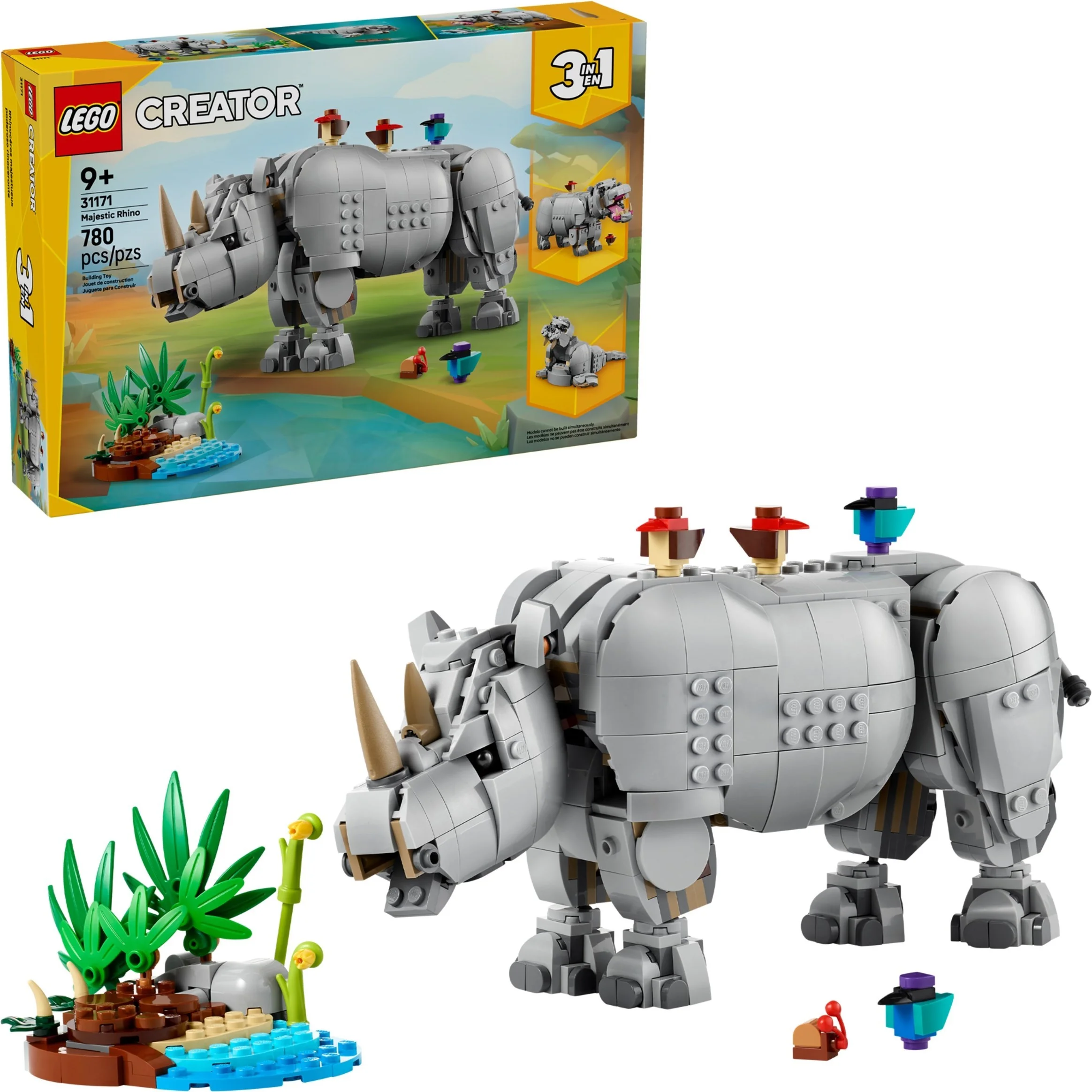 LEGO® 31171 3 w 1 Dzikie zwierzęta: dumny nosorożec z ptakami - zdjęcie 4