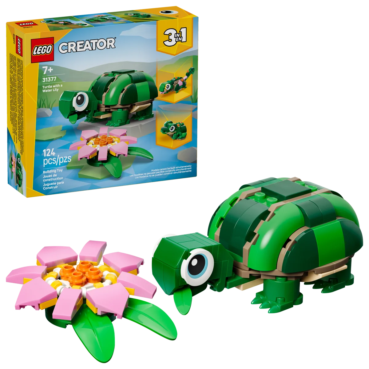 LEGO® 31377 3W1 Klocki Żółw I Kwiat LILII Wodnej Kameleon Żabka - zdjęcie 1