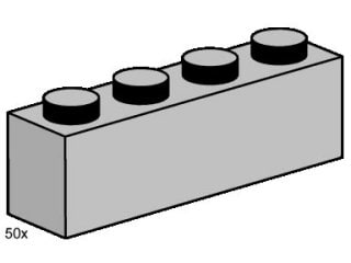 1 x 4 Light Gray Bricks