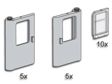 LEGO® 3735 Grey Train Doors with Panes