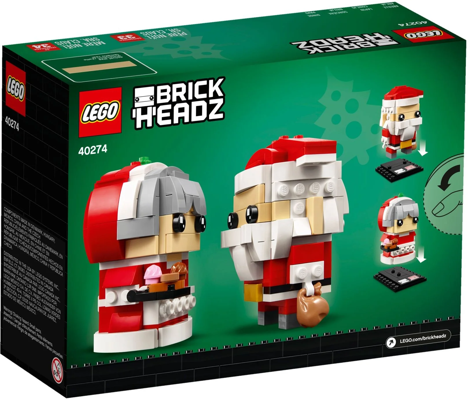 LEGO® 40274 nowy Lego BrickHeadz Święty Mikołaj Pani mikołajowa Misb 2018 - zdjęcie 5