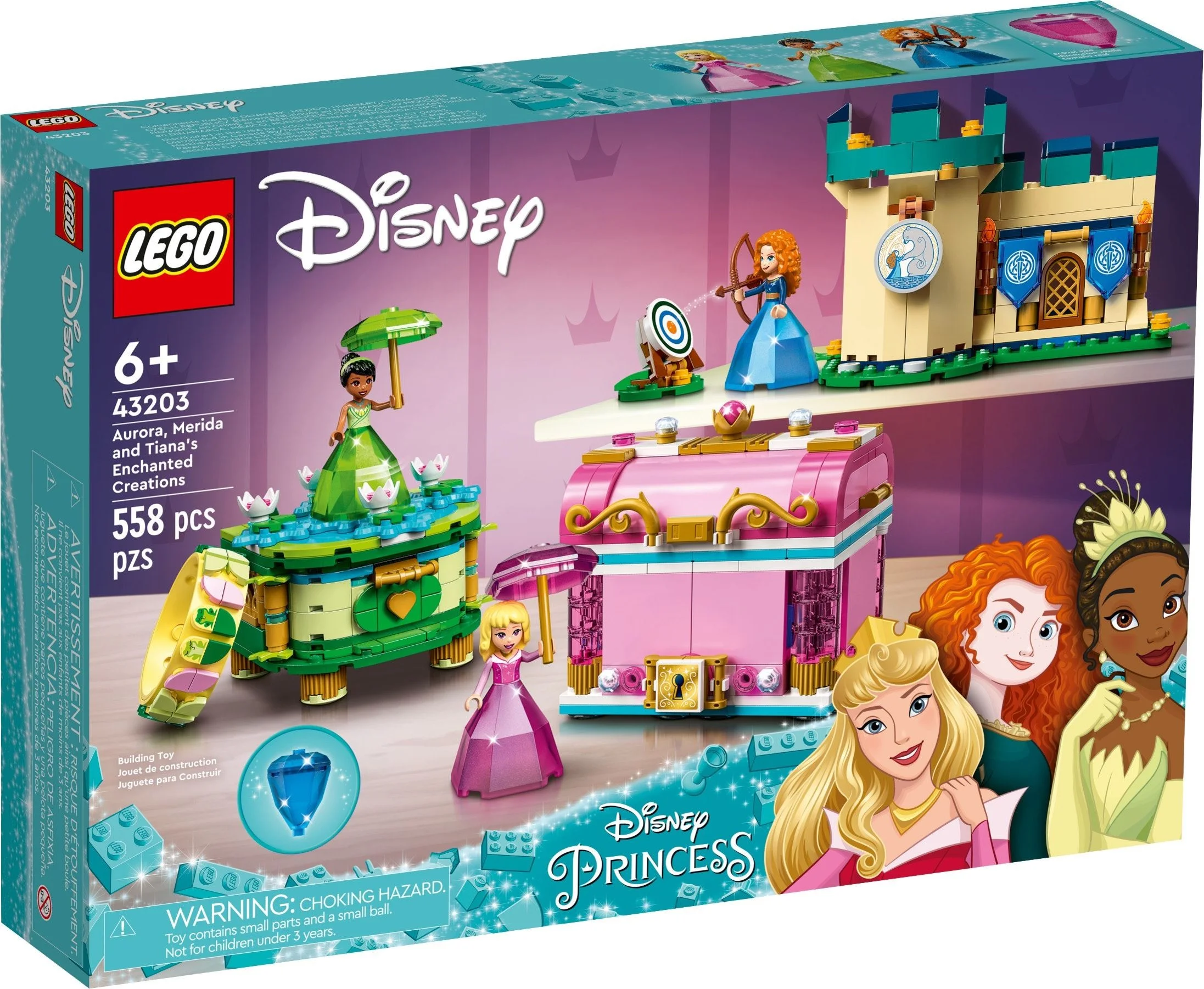 Lego Disney Zaklęte twory Aurory Meridy Tiany szkatułka księżniczki