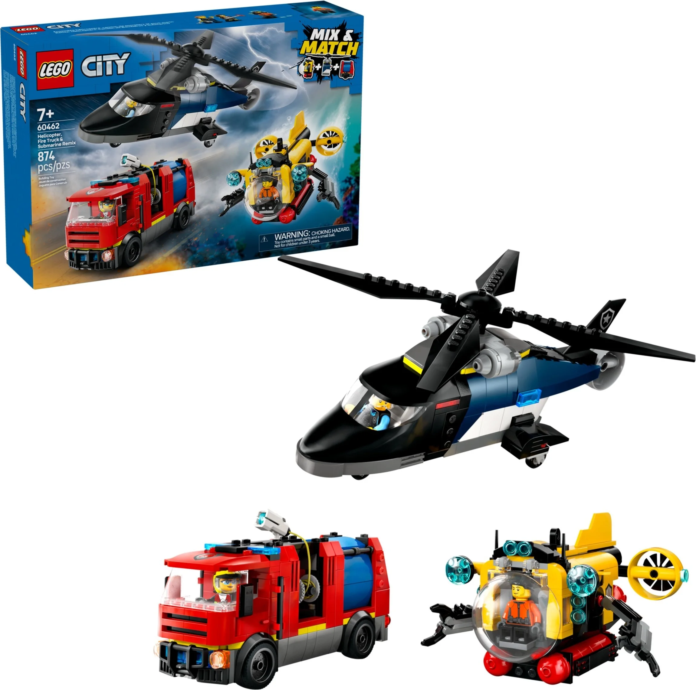 LEGO® 60462 Zestaw z Helikopterem, Wozem Strażackim i Łodzią Podwodną - zdjęcie 4