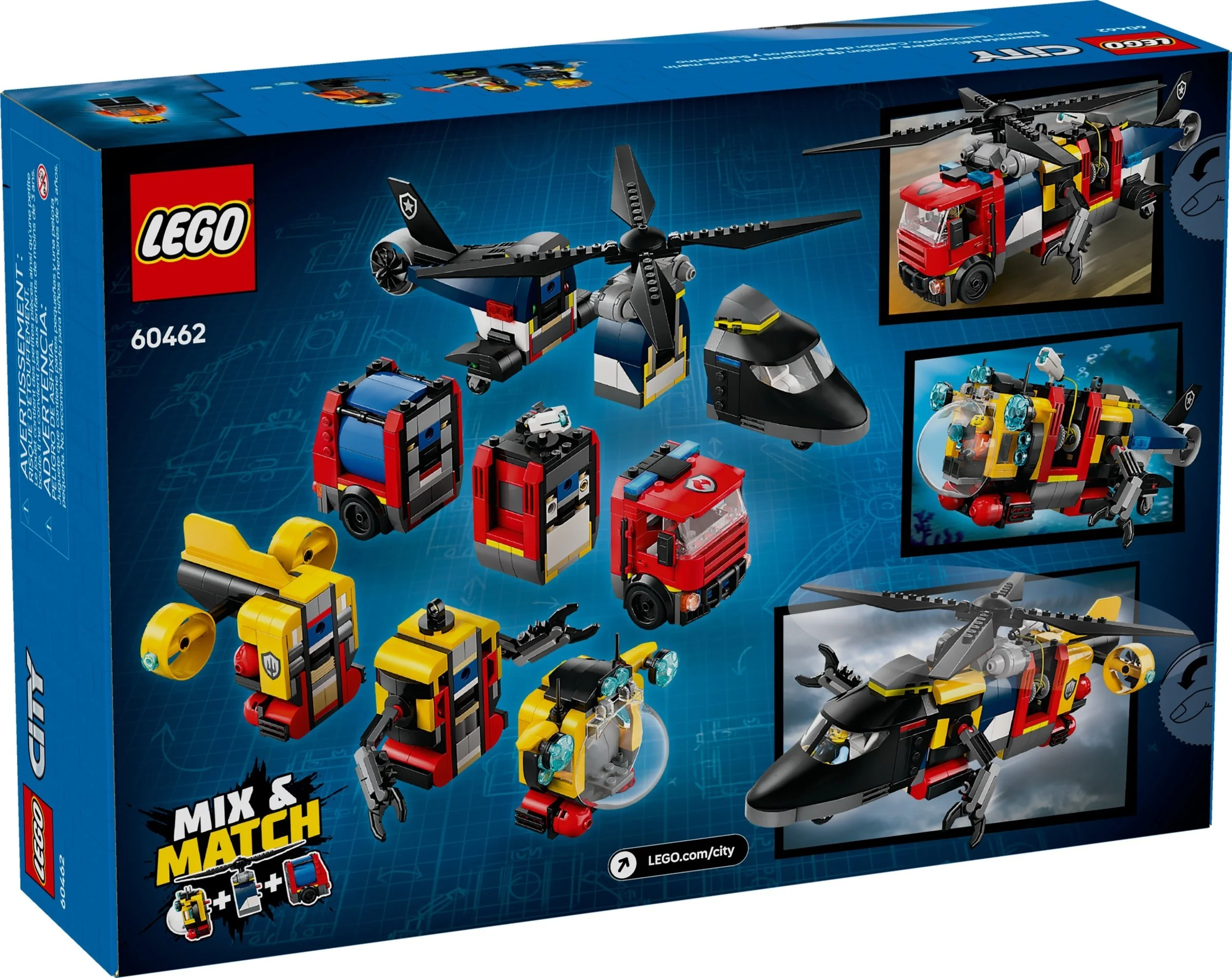 LEGO® 60462 Zestaw z Helikopterem, Wozem Strażackim i Łodzią Podwodną - zdjęcie 1