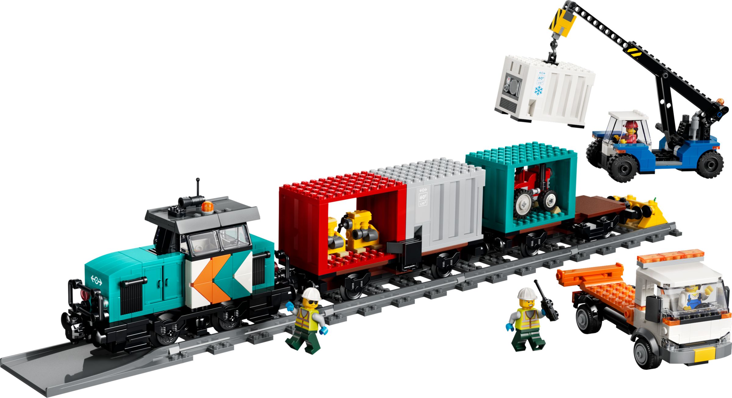 LEGO® 60509 Portowy pociąg towarowy, dźwig i ciężarówka