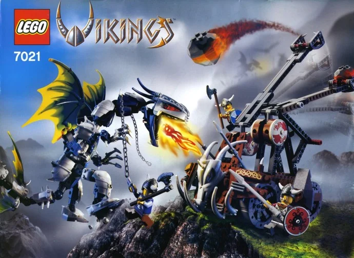 LEGO® 7021 Viking Double Catapult vs. the Armored Ofnir Dragon