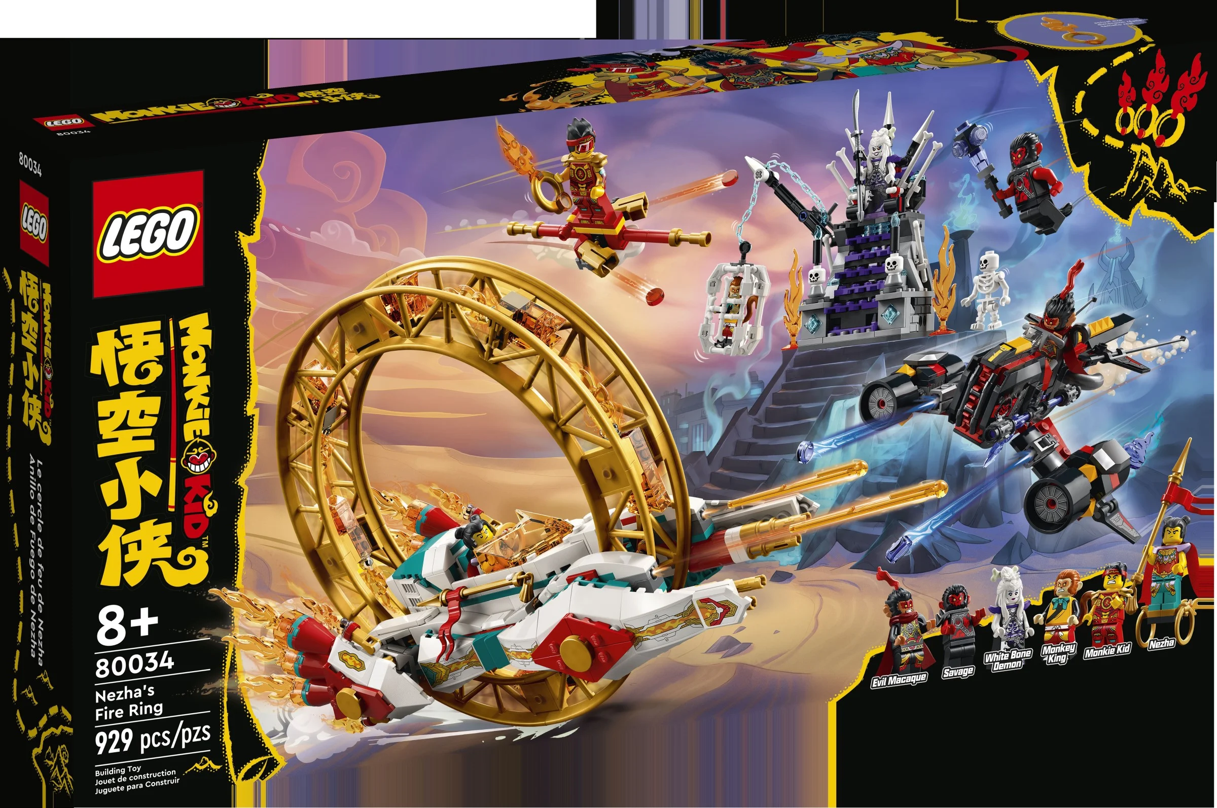 Oryginalne Lego Monkie Kid Ognisty pierścień Nezhy Klocki Nowe