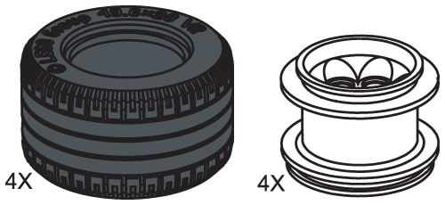 Large Lawn Tire & Hub (4 tires 4 hubs)